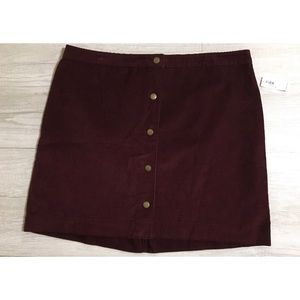 Old Navy Wine Button Up Corduroy Mini Skirt